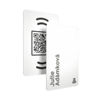 WaveTag Bílá vizitka z kovu s vlastním designem